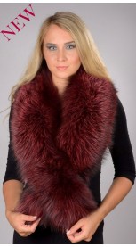 Red cherry raccoon fur collar